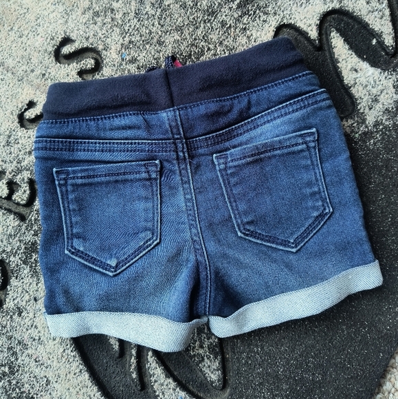 Toddler Girls Cat & Jack Denim Stretch Shorts Cuffed Drawstring Size 18 Months - Picture 4 of 5